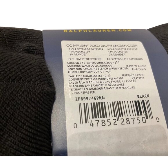 Polo Ralph Lauren Super Soft 3-Pack Dress Socks 10-13 BLACK Casual Pair PRL RL - Picture 8 of 8